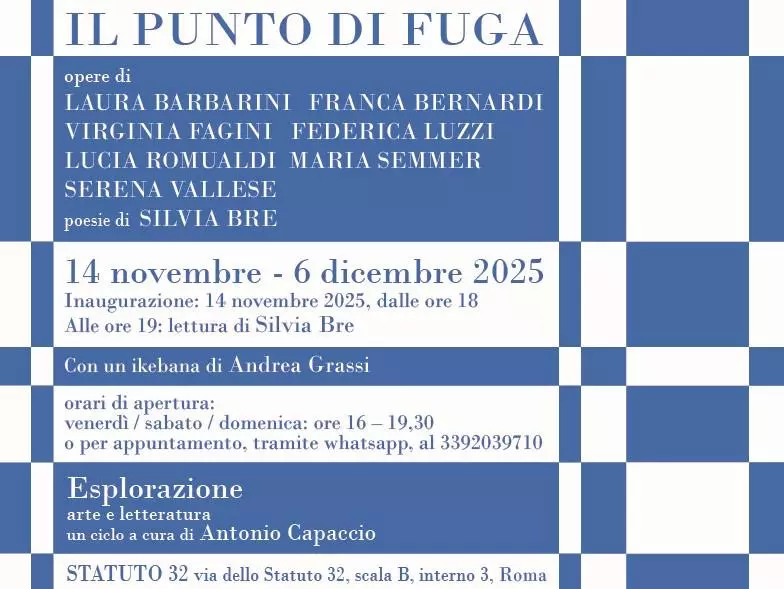 Programma evento su Lucia Romualdi chiamato "Il punto di fuga"